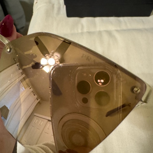 Prada Mirrored Cat Eye Sunglasses Gold - Picture 5 of 11